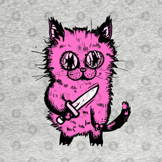 Bad Pink Cat With A Knife by Ravenglow
